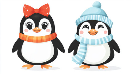 Fototapeta premium Cute Penguin Couple.