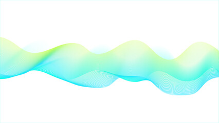 Abstract green wave background with black background. Transparent horizontal green wave on white background.