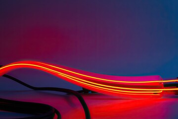 Dynamic Luminous Red Neon Wave with Speed and Motion Effects