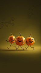 Halloween running pumpkins in a spooky background