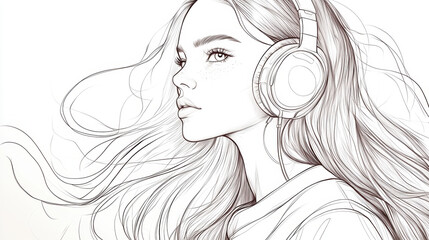 Fototapeta premium Woman Listening Music.