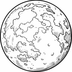 a drawing of a planet with the moon in the middle.