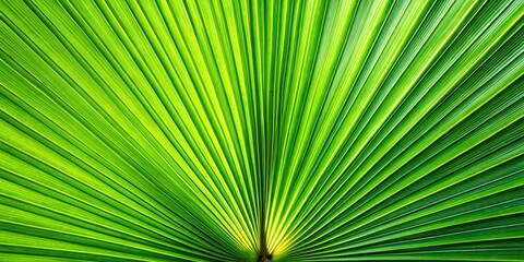 Obraz premium Vibrant Green Palm Leaf with Radiating Symmetrical Lines 