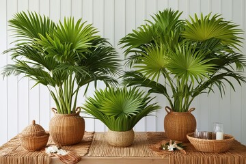 Fototapeta premium Vibrant Palm Decor Ideas for Summer Getaways and Tropical Escapes