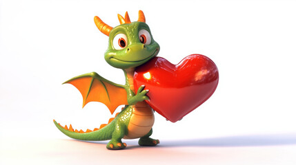 Fototapeta premium Dragon Holding Heart.