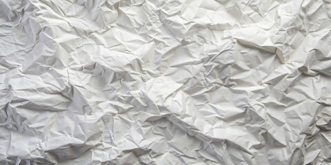 Obraz premium Highly Crumpled White Paper Texture with Deep Wrinkles 