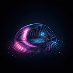 Abstract Neon Sphere with Glowing Lines and Particles - Futuristic 3D Design.
