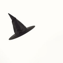Fototapeta premium Halloween witch hat floating in space with spooky vibes