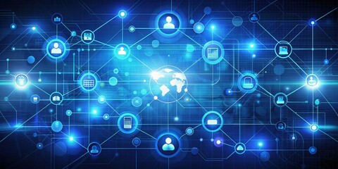 Fototapeta premium Digital Global Network with Connected Devices and Data Links 