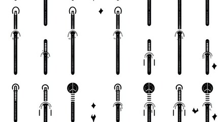 Obraz premium Seamless pattern featuring evenly distributed black thermometer symbols in varying sizes and opacities Illustration set against a white background