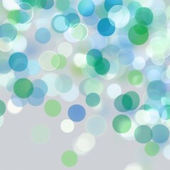 Abstract Blurred Background with Blue, Green, and White Circles.