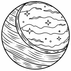 a black and white drawing of a fish and waves