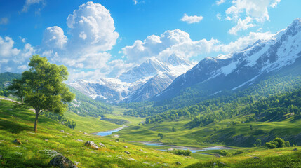 Fototapeta premium Mountain Valley Landscape.