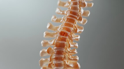 Close-up of Human Vertebrae with Intervertebral Discs, Anatomical Model, Medical Illustration.