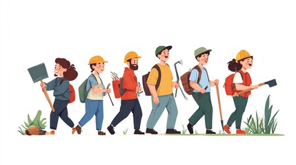 Obraz premium Labor Day illustration, construction workers with tools, celebration of hard work, detailed industrial design, isolated on white background