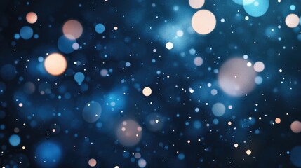 Blue Particles Abstract Bokeh Dark Background With Glowing Dots Lights Stars And Night Sky
