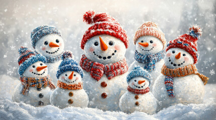 Happy Snowman Family.