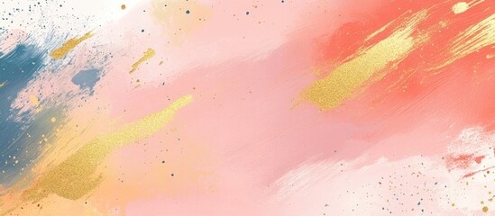 Abstract Pastel Background With Gold Powder And Paint Splatters