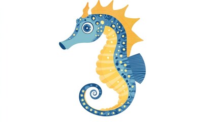 Fototapeta premium Surrealistic flat illustration of a seahorse on a white background