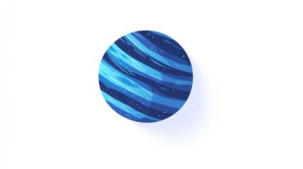 Obraz premium Fictional abstract striped planet on a white backdrop featuring blue hues A surreal cartoon style space object ideal for sticker designs and T shirt prints 2d artwork