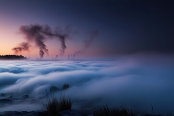 Fototapeta premium Enhance Visual Atmosphere with Dramatic Evening Fog and Steam Textures