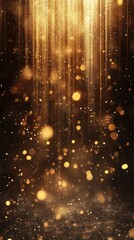 Abstract Golden Glitter Background with Bokeh Lights - Festive, Elegant, Luxury Design