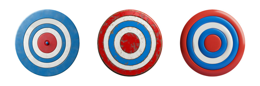 Three Colorful Targets with Concentric Circles in a Row Transparent Background