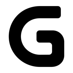G capital letter icon in solid filled glyph style. Simple initial symbol vector illustration — pixel-perfect icon.