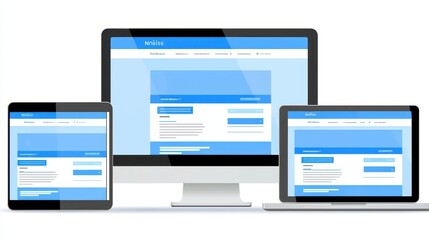 Responsive Website Design Mockup On Desktop Laptop Tablet