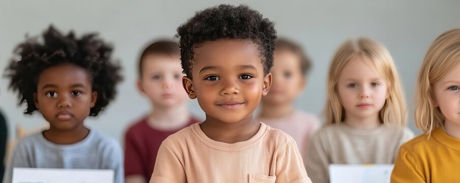 Diverse group of children in outdoor art class - Powered by Adobe