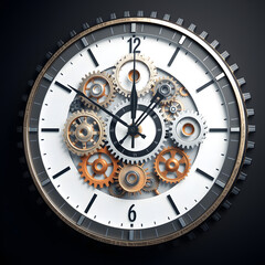 Fototapeta premium Clock with Intricate Gears Symbolizing Efficiency and Productivity