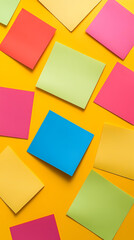 Fototapeta premium Minimalist arrangement of colorful sticky notes