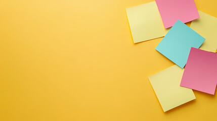 Minimalist arrangement of colorful sticky notes