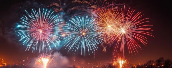 Naklejka premium Vibrant Diwali fireworks display in India