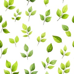 Obraz premium Seamless pattern with natural and fresh various leaves on white background