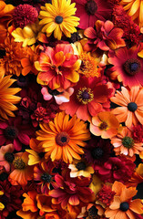 A close up of a bunch of orange flowers