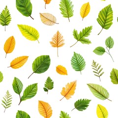 Obraz premium Seamless Nature Pattern of Fresh and Vibrant Foliage on Neutral Background