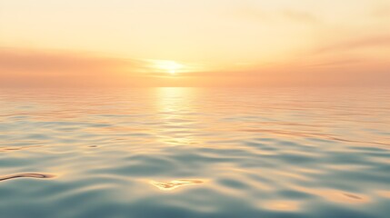 Serene Sunrise Over Calm Ocean with Rippling Golden Light