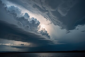 Surreal Weather Phenomena with Rainy Cumulus Clouds and Stunning Atmospheric Effects