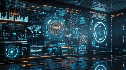 Innovative Technology Workflow Process Visualization on Virtual Screen with IoT and Smart Industry Concept, Featuring Generative AI Mixed Media Diagram and Interactive Touch Display