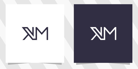 letter km mk logo design vector