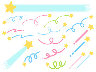 ポップな線の流れ星のイラストセット