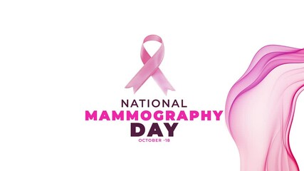 National Mammography Day. Pink color ribbon wave motion.