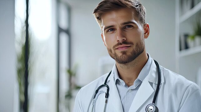 male doctor with a stethoscope, giving off a professional and approachable vibe