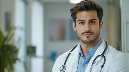 male doctor with a stethoscope, giving off a professional and approachable vibe