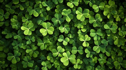 Lush Green Clover Leaves in a Dense Patch