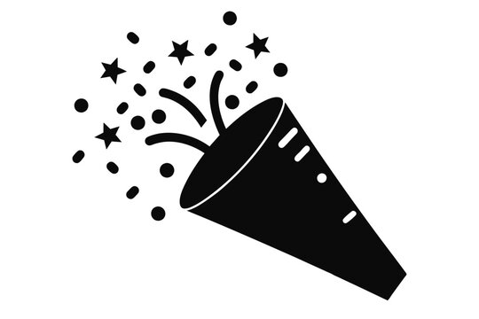 recommend clip art: Confetti Popper icon vector, silhouette black color vector art illustration