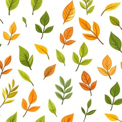 Obraz premium Vibrant Botanical Leaves Seamless Pattern on Minimalist White Background