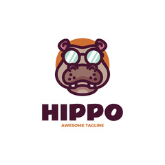Vector Logo Illustration Hippo Mascot Style