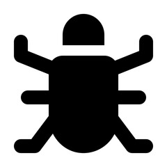Bug icon in solid filled glyph style. Simple insect symbol vector illustration — pixel-perfect icon.